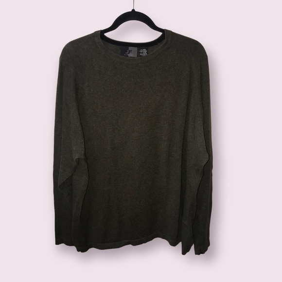 VINTAGE J. Ferrar Mens Cotton Olive Green Thin Knit Long Sleeve Sweater Size XL - Picture 1 of 10